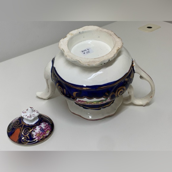 1830s Vintage Gaudy Welsh CHINOISSERIE Pattern Finial Lidded Lustre Teapot - Picture 15 of 16